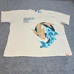 THC Shirt Mens Extra Large Tan Who Are You Before You Exist Koi Fish Graphic USA